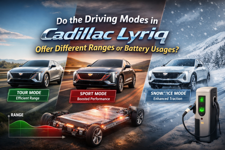 do the driving modes in cadillac lyriq offer different ranges or battery usages?