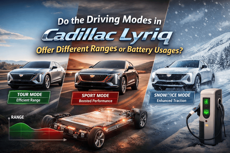 do the driving modes in cadillac lyriq offer different ranges or battery usages?