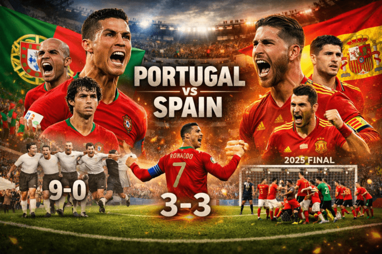 portugal national football team vs spain national football team timeline