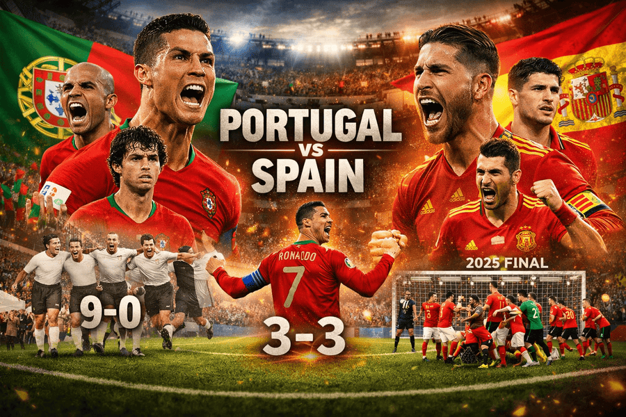 portugal national football team vs spain national football team timeline