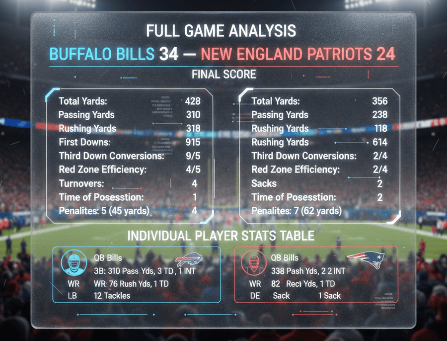 buffalo bills vs new england patriots match player stats