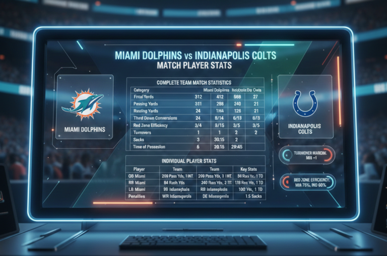 miami dolphins vs indianapolis colts match player stats