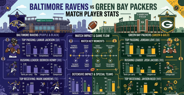 baltimore ravens vs green bay packers match player stats