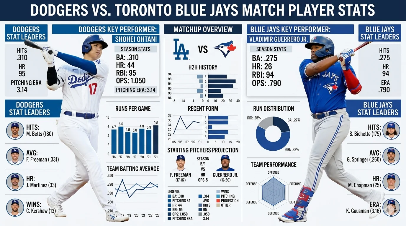 dodgers vs toronto blue jays match player stats