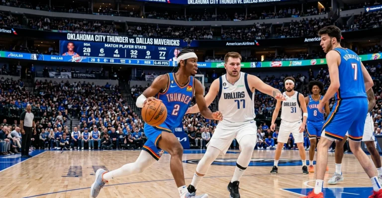 oklahoma city thunder vs dallas mavericks match player stats