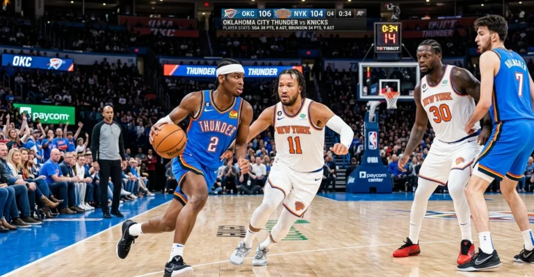 oklahoma city thunder vs knicks match player stats
