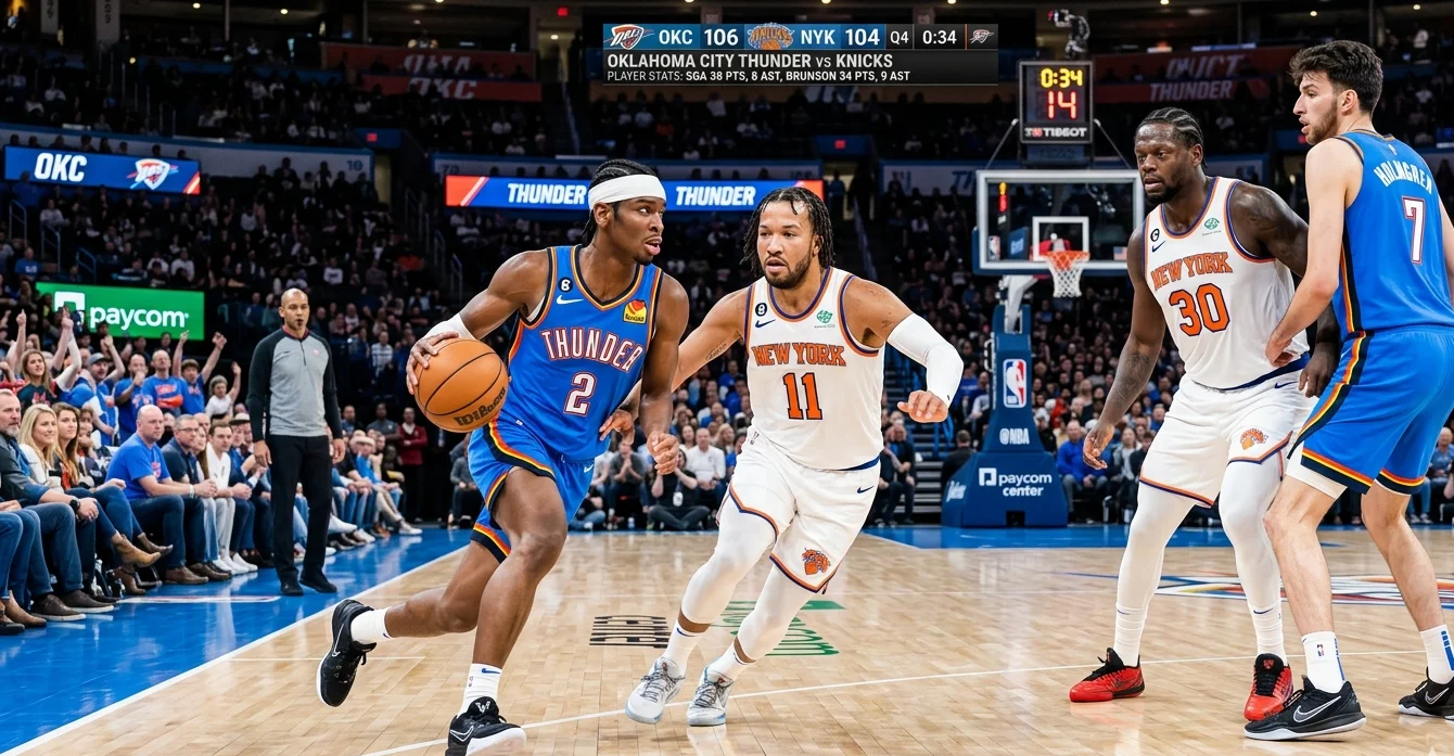 oklahoma city thunder vs knicks match player stats