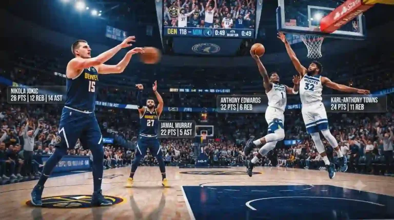 denver nuggets vs timberwolves match player stats